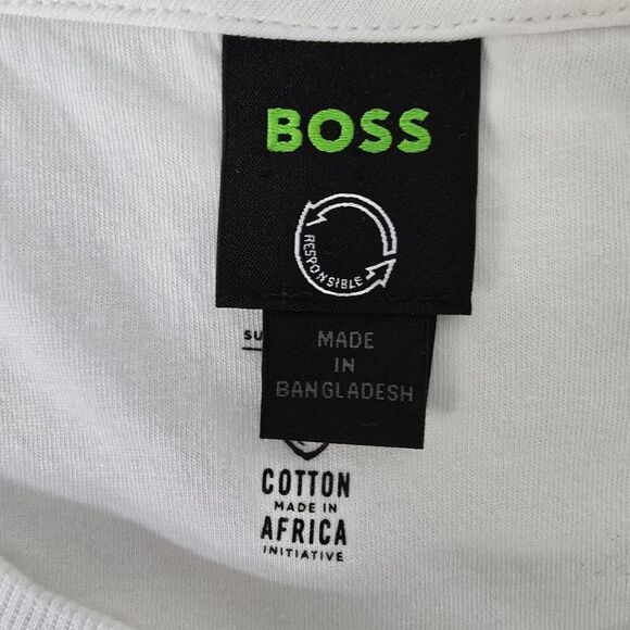 BOSS Hugo Boss Tee 1 T-shirt White Artwork Logo Graphic Size L Crewneck - Picture 11 of 15